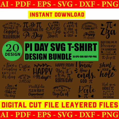 Pi Day T-Shirt Design SVG Bundle cover image.