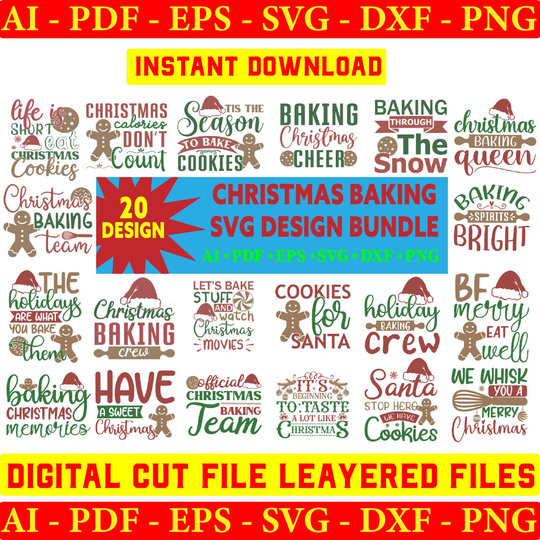 Christmas Baking Svg Design Bundle Vol-03 cover image.