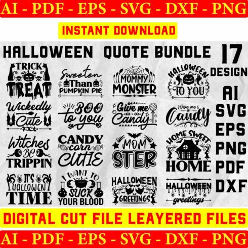 Halloween Quotes SVG Bundle Funny Halloween Quotes Halloween Svg Halloween Decor Funny Halloween Shirt Svg cover image.
