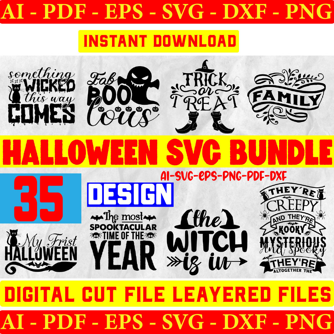 Halloween Svg T-shirt Design Bundle preview image.