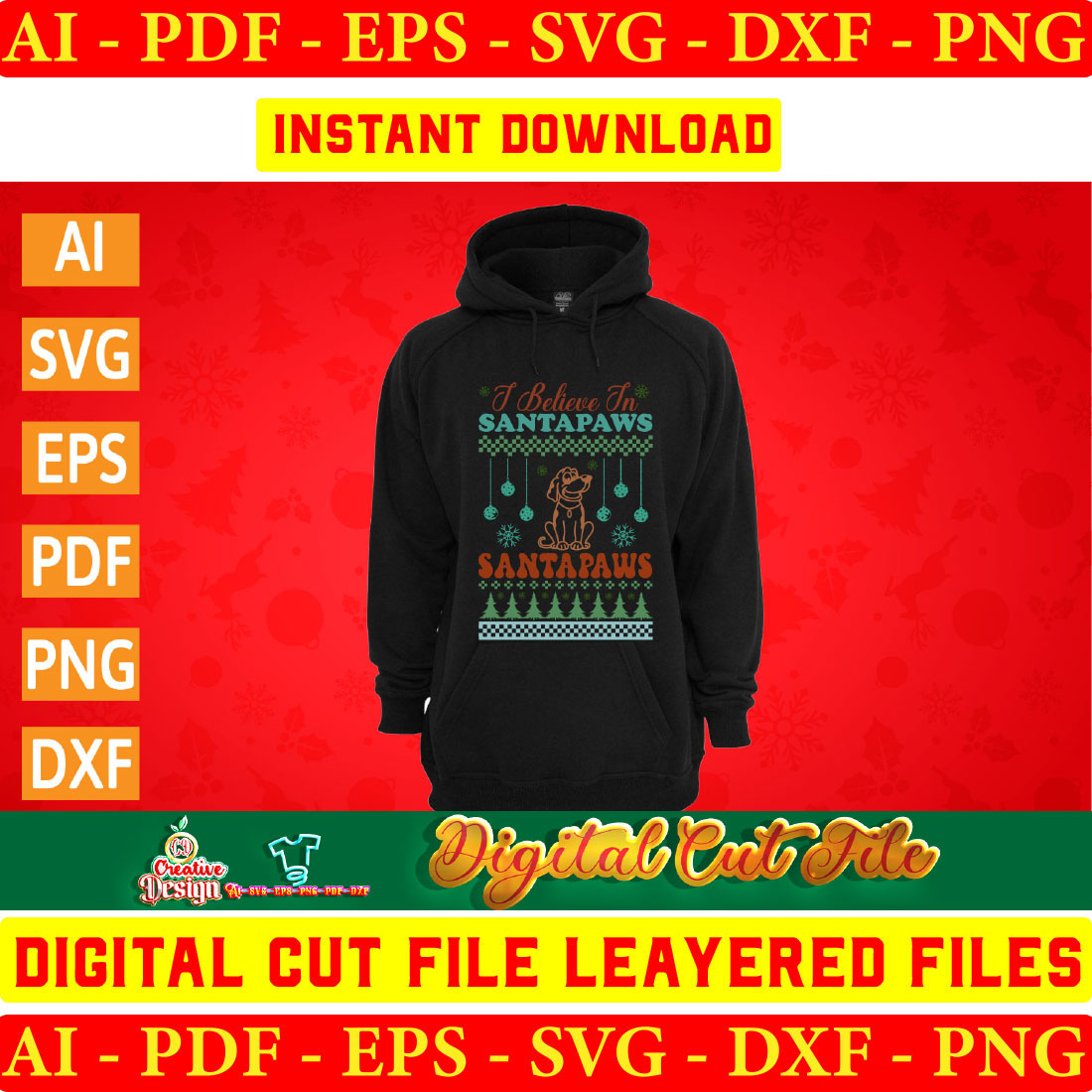 Black hoodie with a picture of a christmas tree on it.