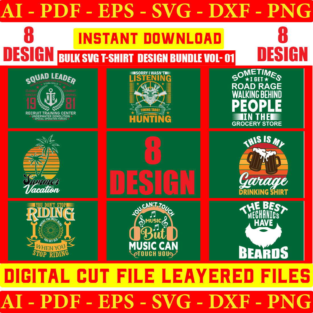 Bulk SVG T-shirt Design Bundle Vol- 08 cover image.