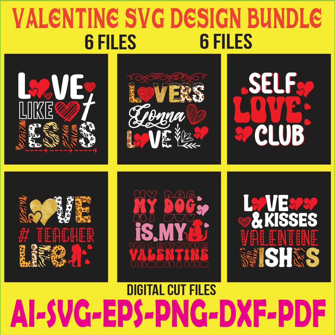 Valentine SVG Design Bundle cover image.