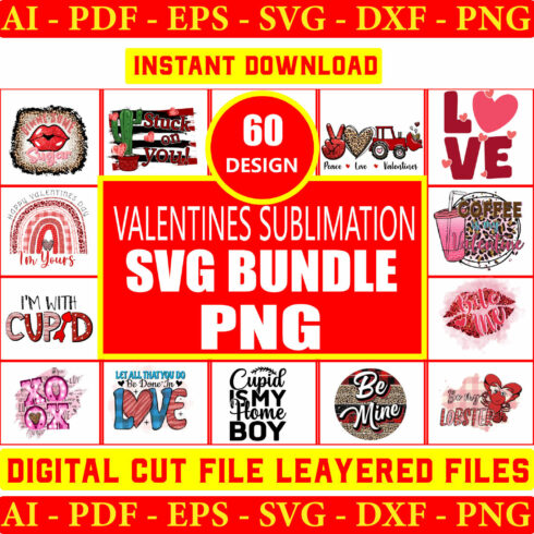 Valentines Sublimation Svg Bundles Vol-11 cover image.