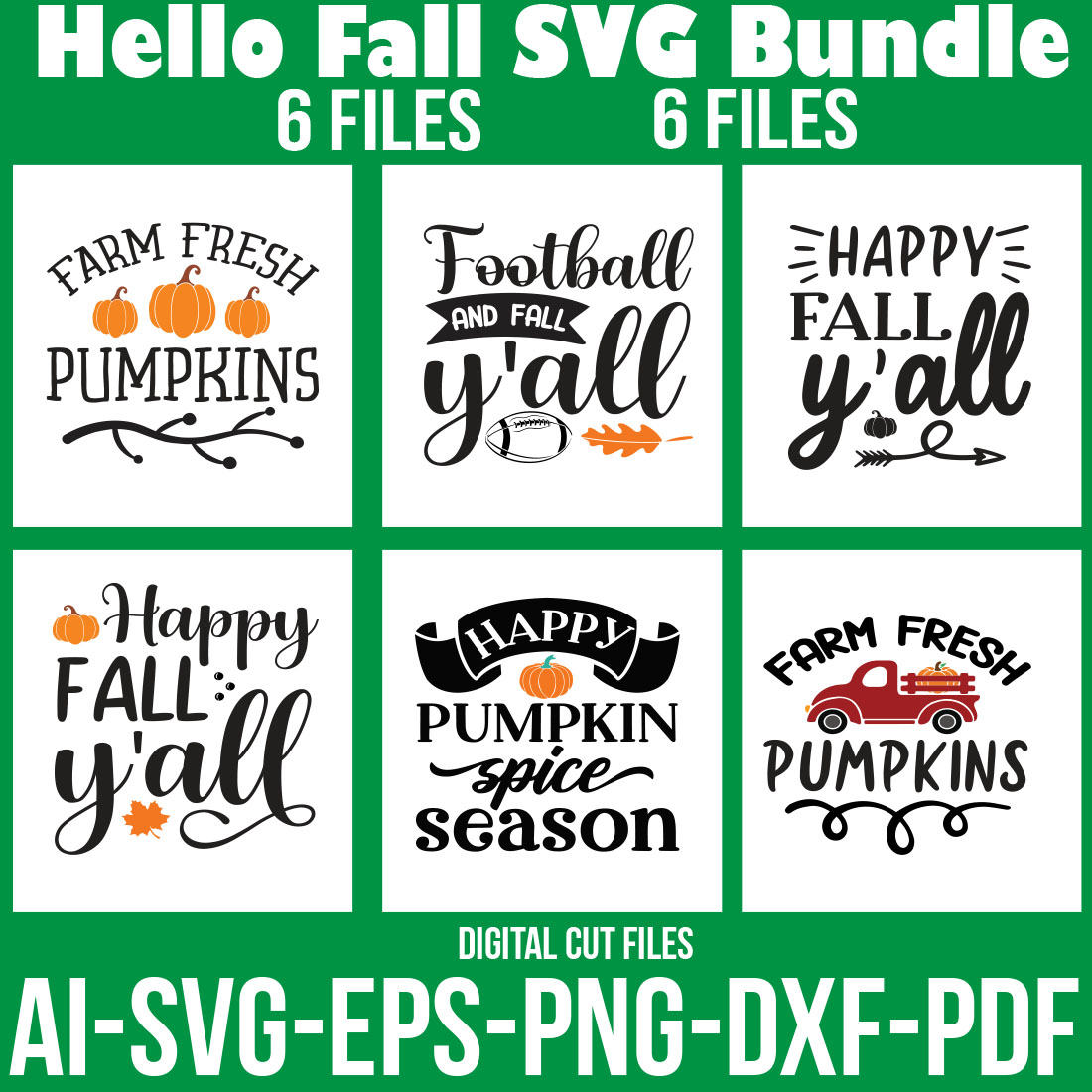 Hello Fall SVG Bundle cover image.