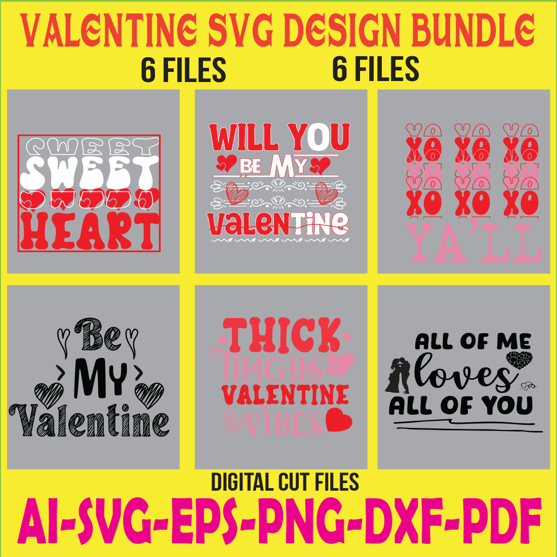 Valentine SVG Design Bundle cover image.