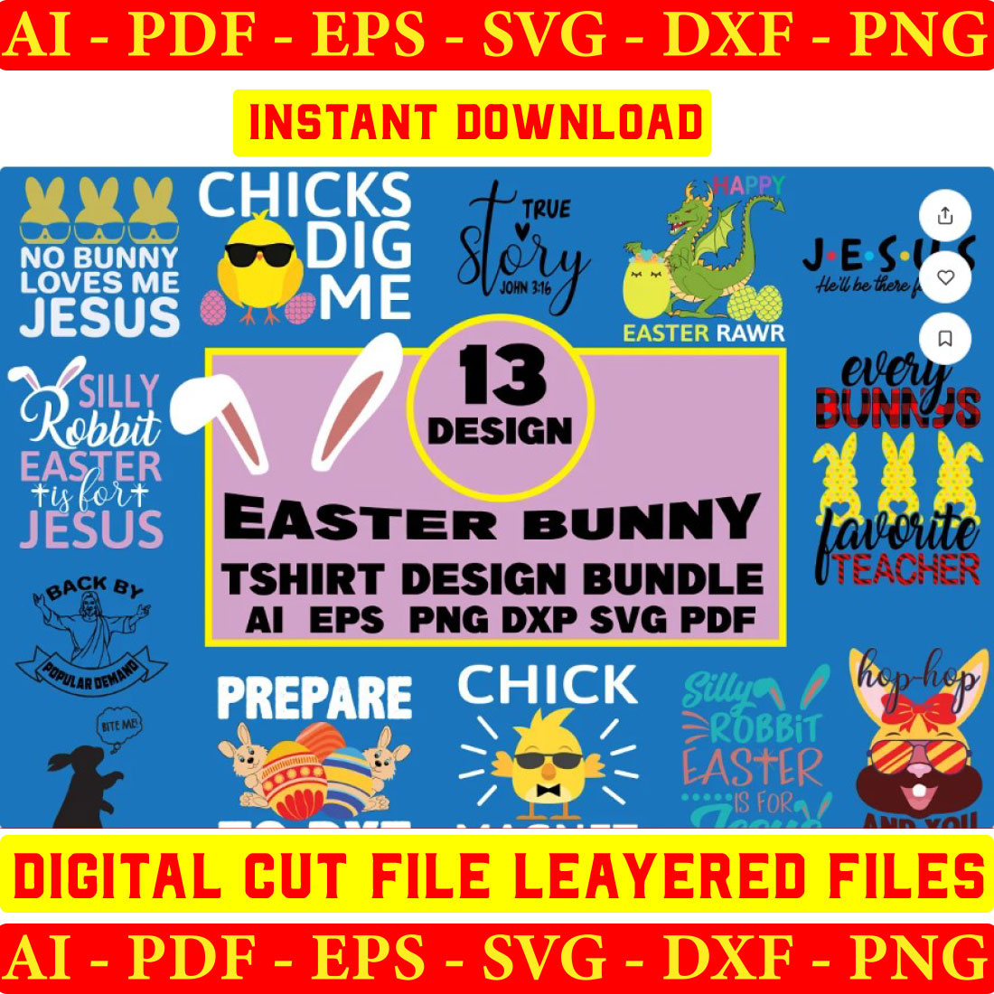 Easter Bunny Svg T-shirt Design Bundle Vol-05 cover image.