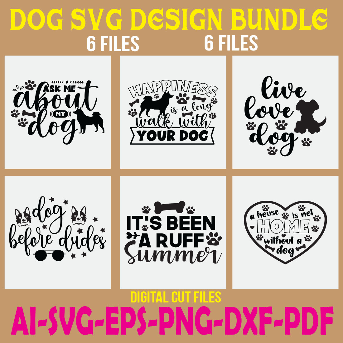 Dog SVG Design Bundle cover image.