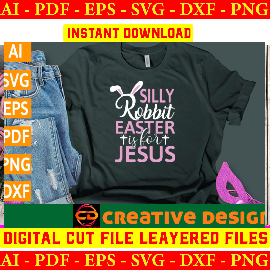 Easter Bunny Svg T-shirt Design Bundle Vol-05 preview image.