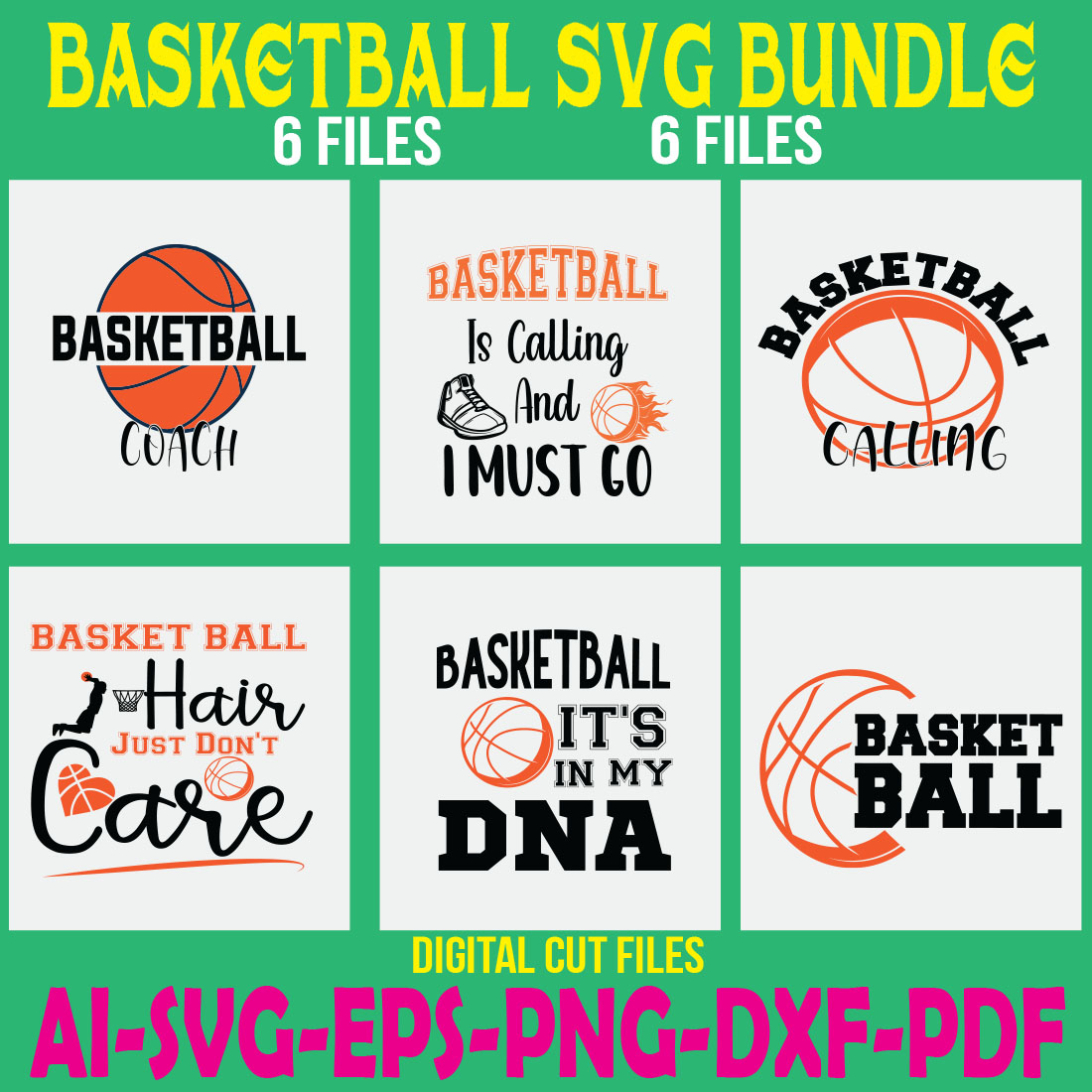 Basketball SVG Bundle cover image.