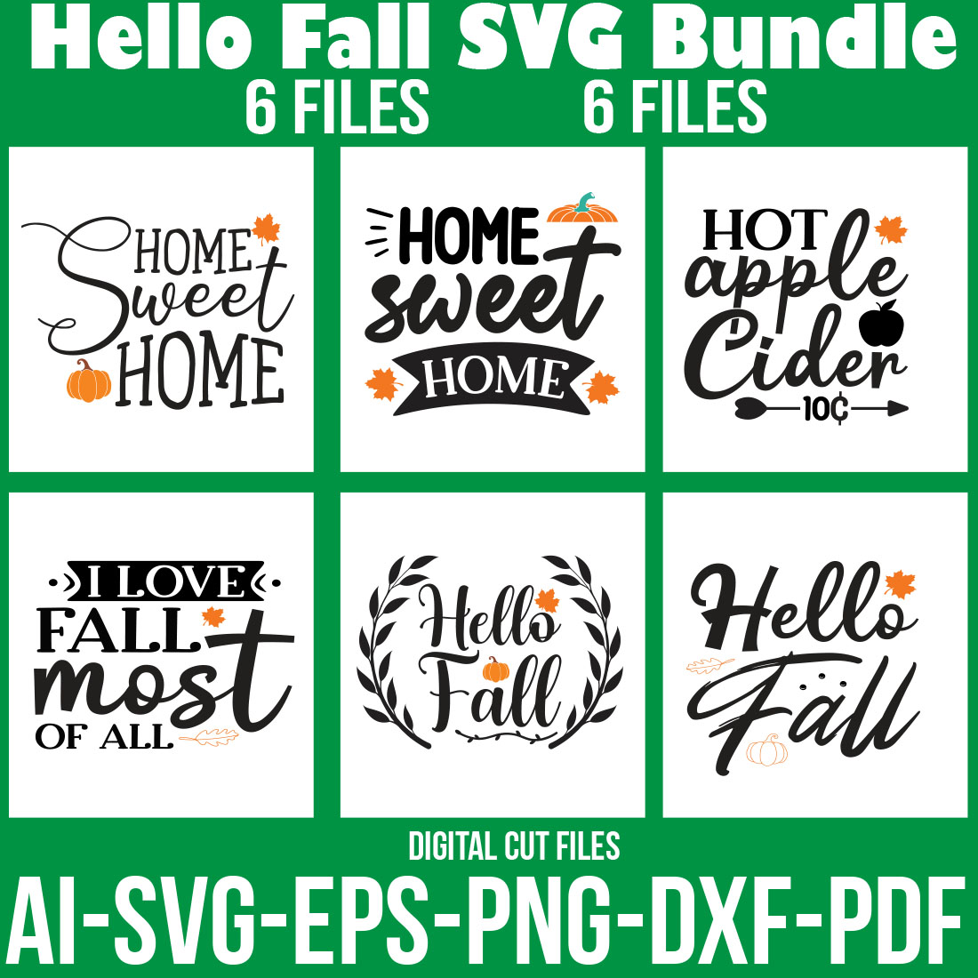 Hello Fall SVG Bundle cover image.