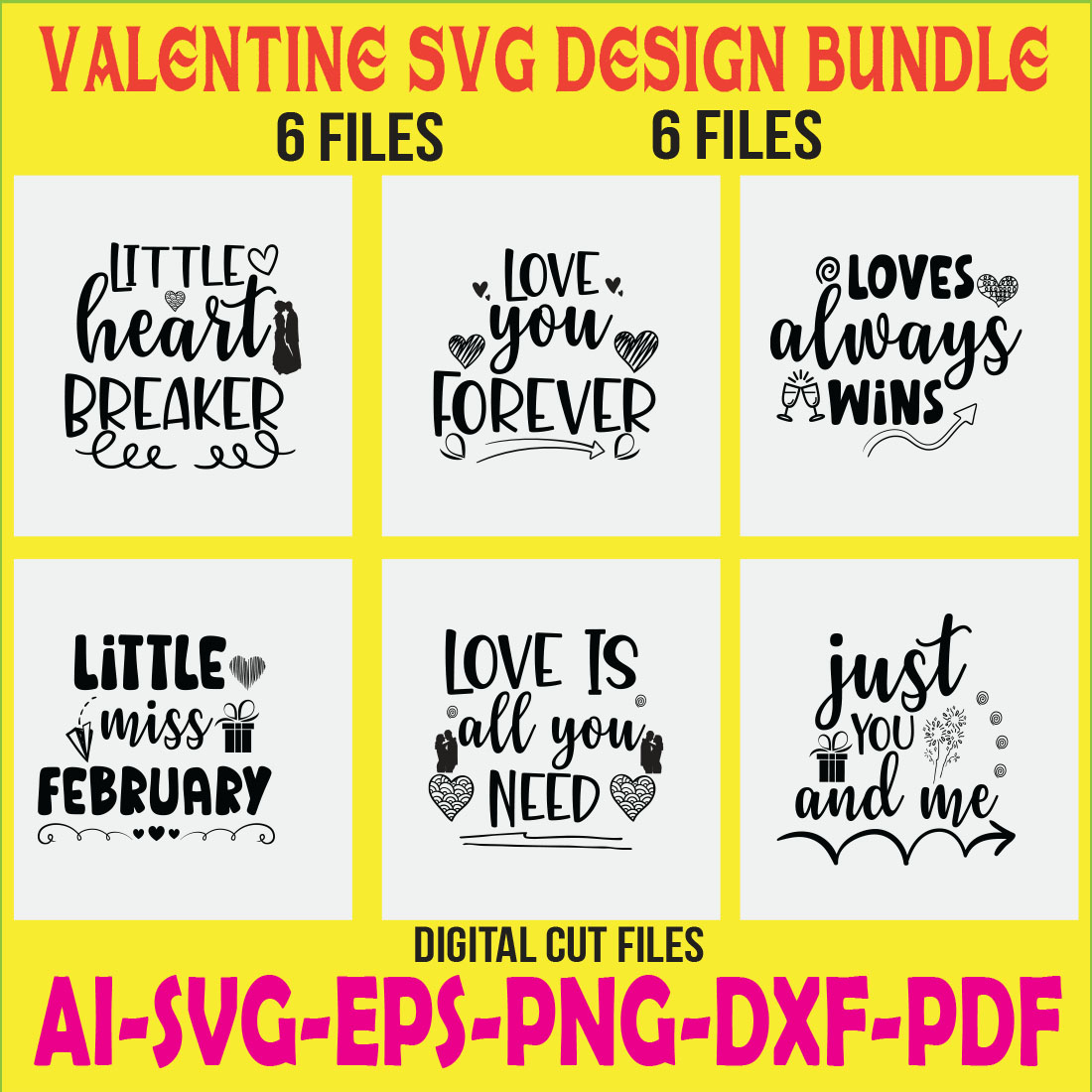 Valentine SVG Design Bundle cover image.