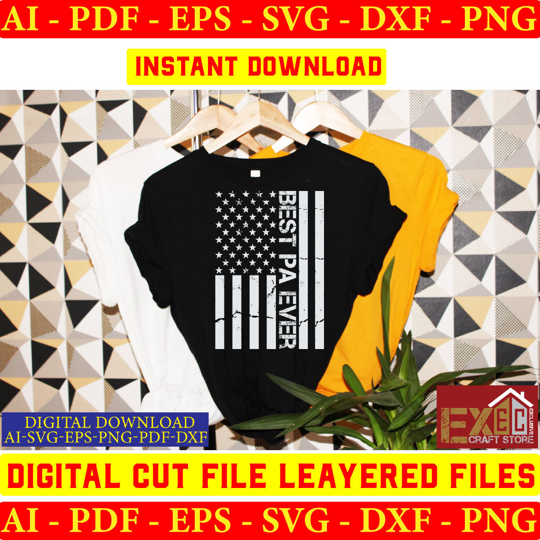 Best Dad Ever Distressed USA Flag Design SVG Bundle preview image.