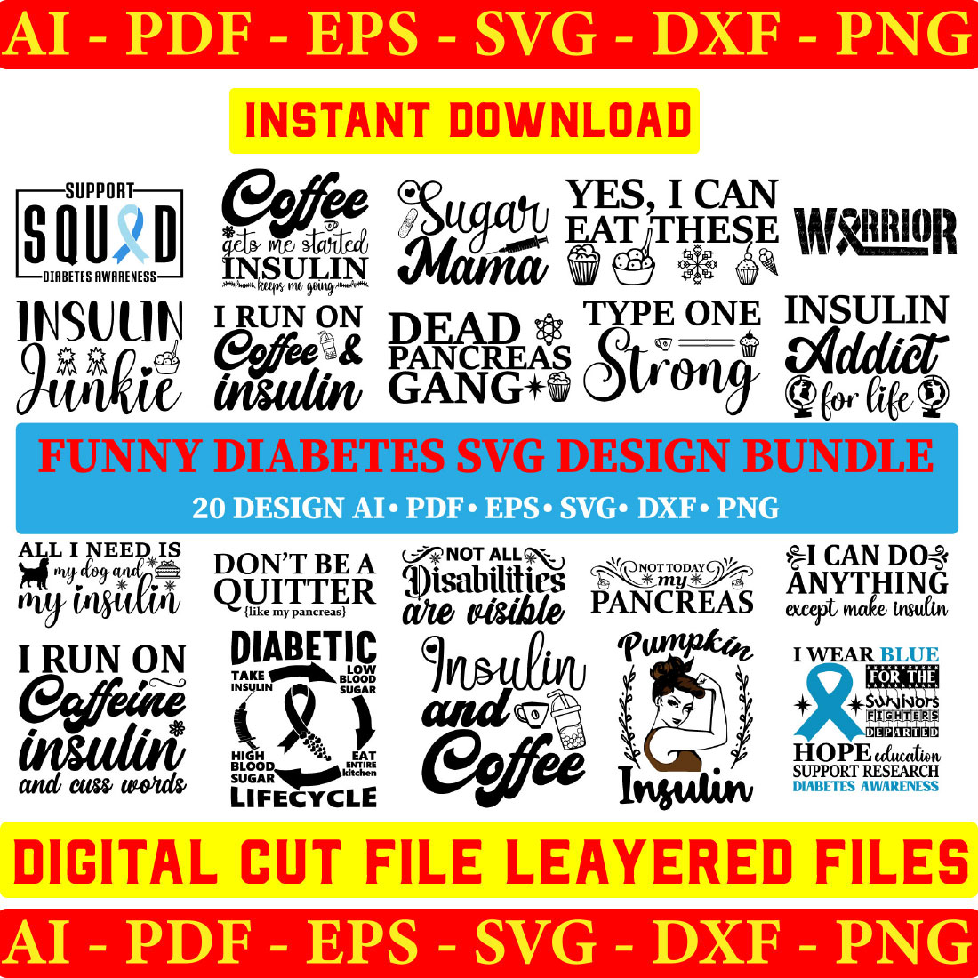Funny diabetes svg Bundle, diabetes svg, gift for Diabetic person, awareness,  motivational, insulin, pancreas, cricut cut files - MasterBundles