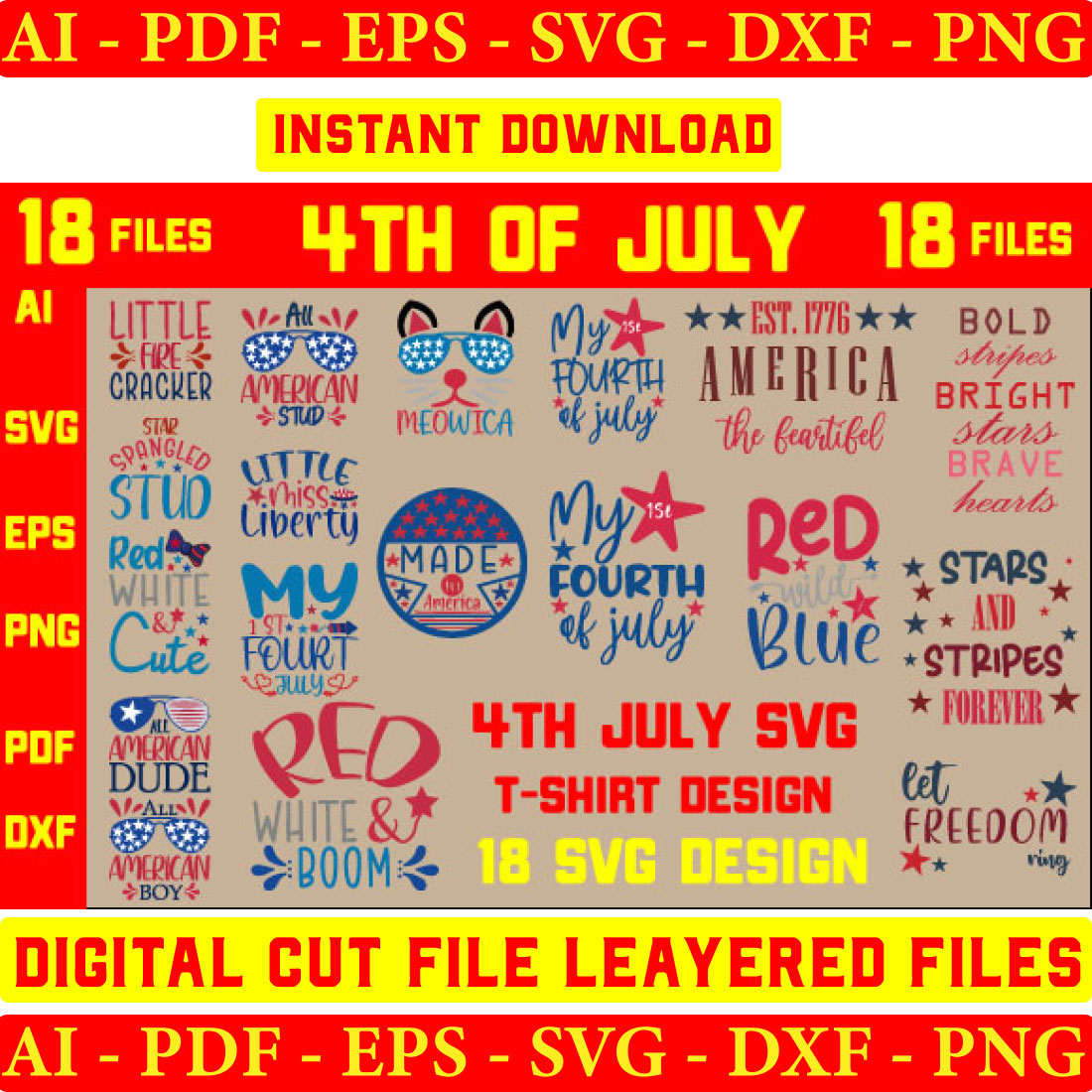 4th of july svg bundle, Fourth Of July Svg, 4th Of July Svg, America Svg, Independence Day Svg, happy fourth of july svg, merica svg Vol-19 cover image.