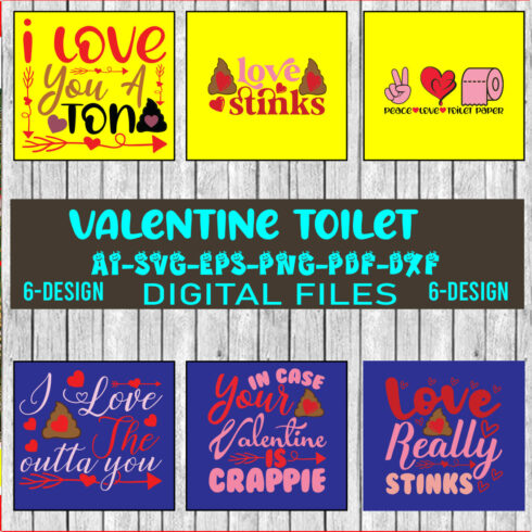 Valentine's Day Toilet Paper SVG Bundle Files for Cutting Machines Cameo or Cricut - Poop Svg, Valentine Svg, Valentine Gif Vol-01 cover image.