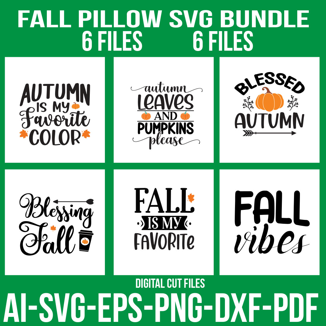 Fall Pillow SVG Bundle cover image.