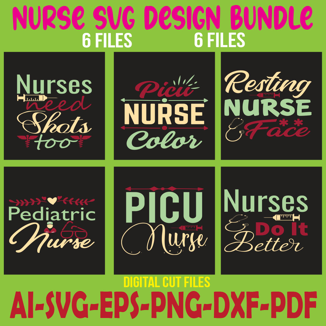 Nurse SVG Design Bundle cover image.