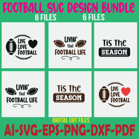 Football SVG Design Bundle cover image.