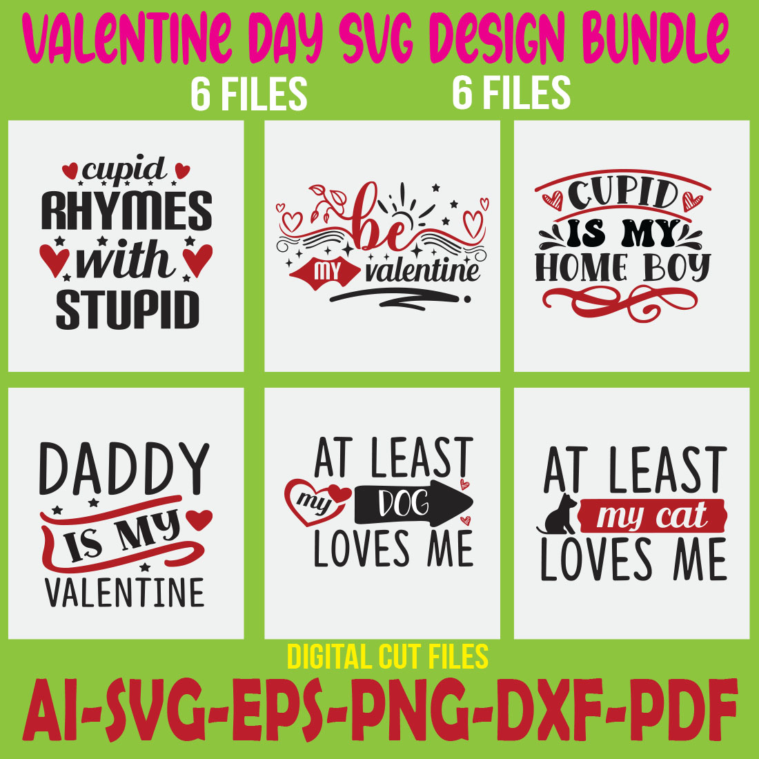 Valentine Day SVG Design Bundle cover image.