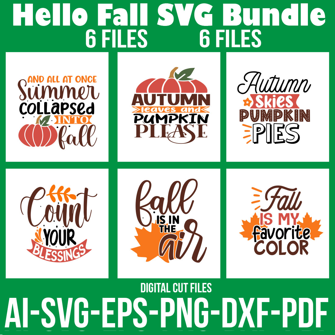Hello Fall SVG Bundle cover image.