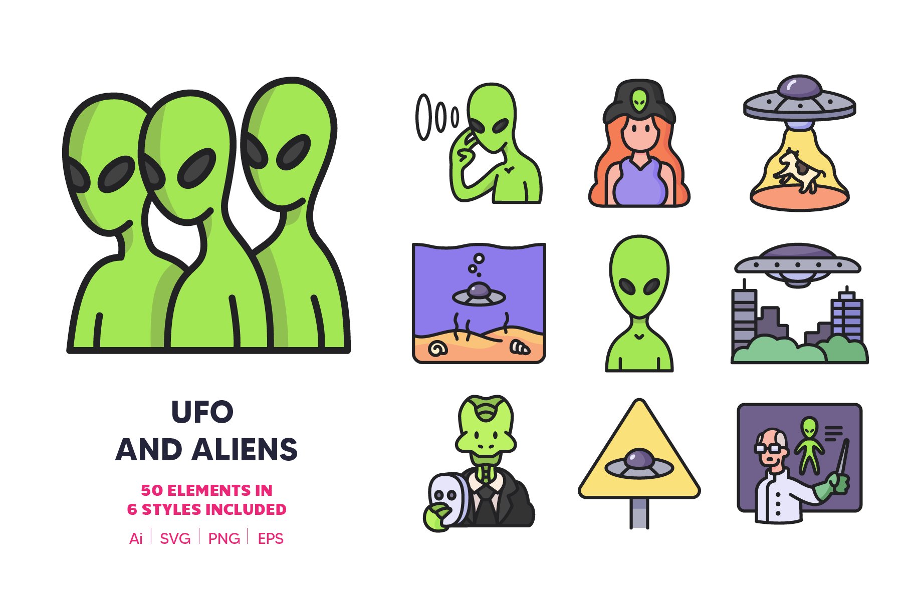 50 UFO and Alien Icons cover image.