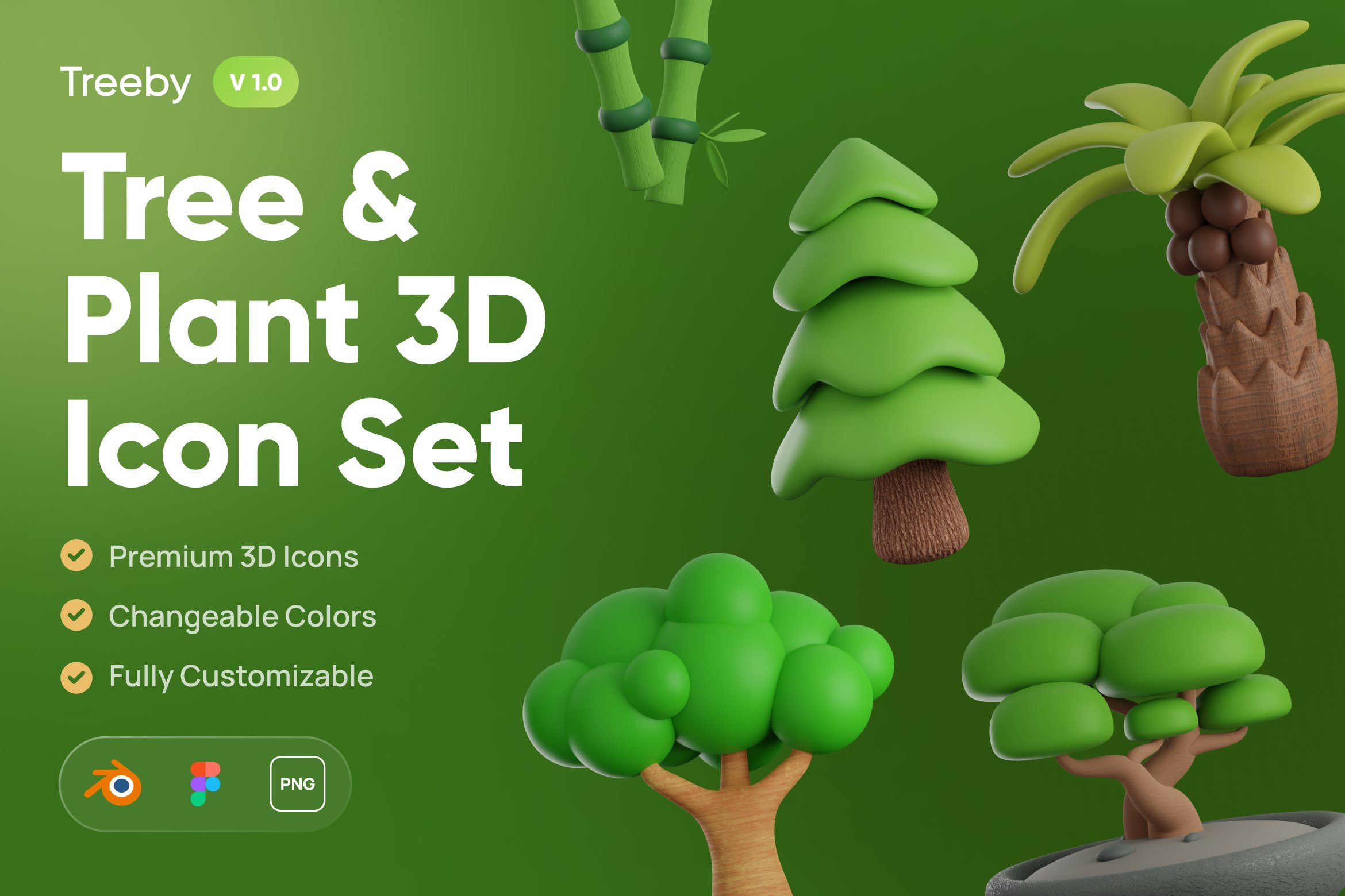 Treeby - Tree & Plant 3D Icon Set cover image.