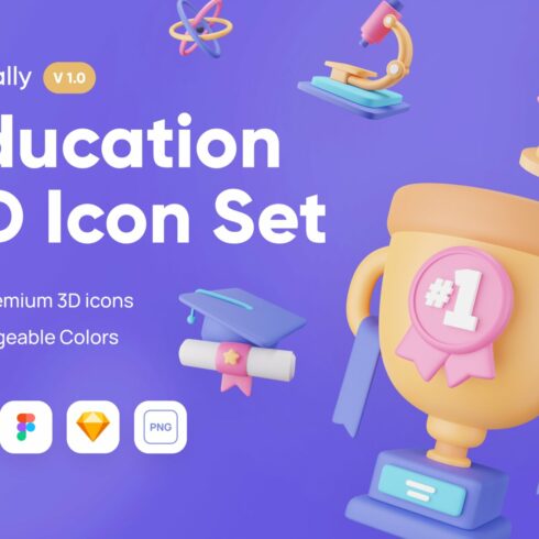 Educally - Education 3D Icon Set cover image.