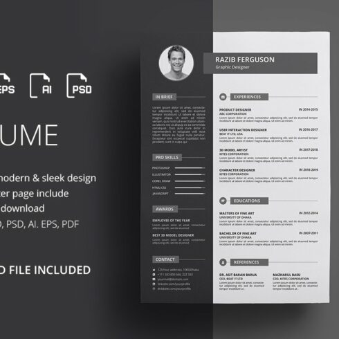 Resume / CV cover image.