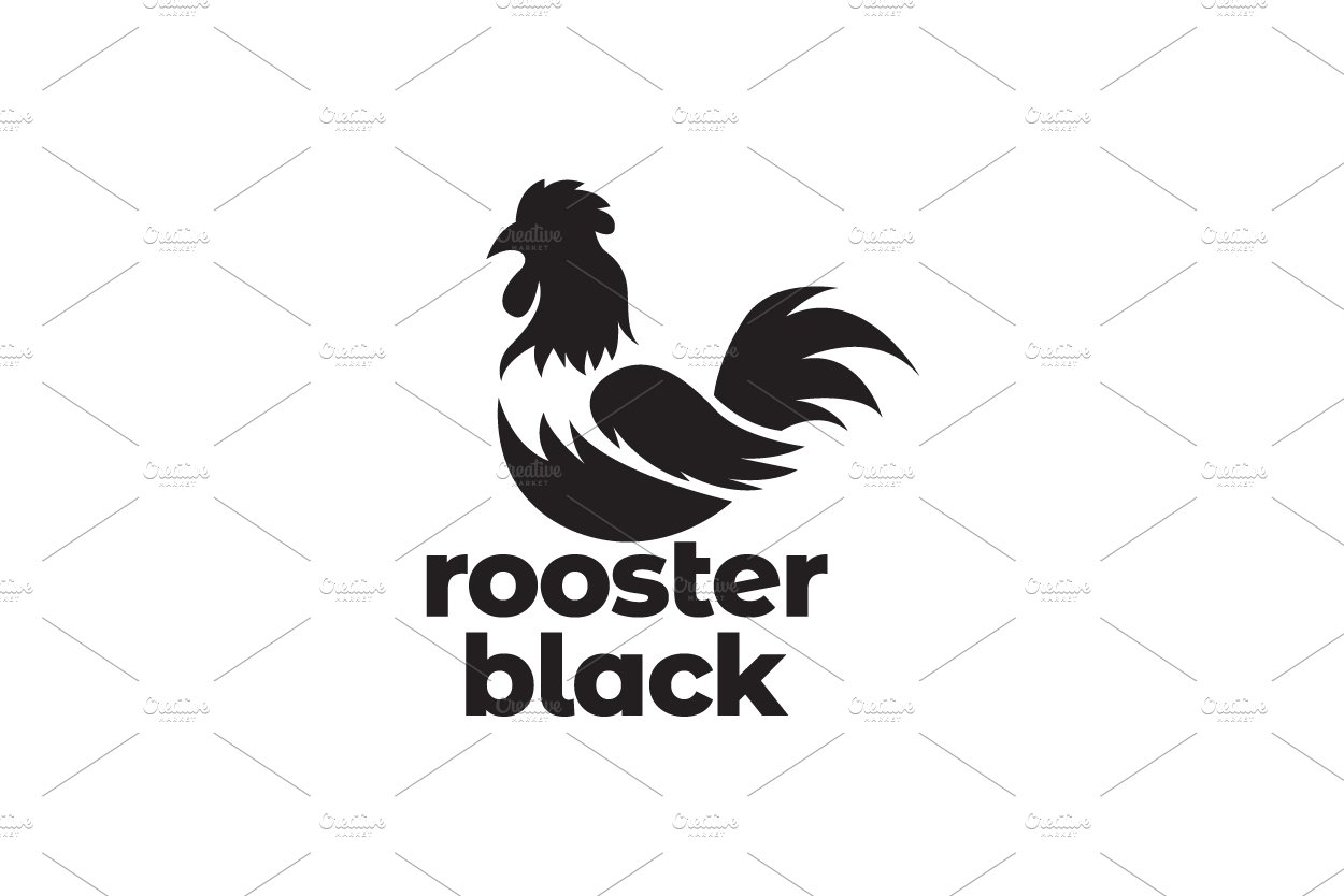 isolated black rooster logo design cover image.