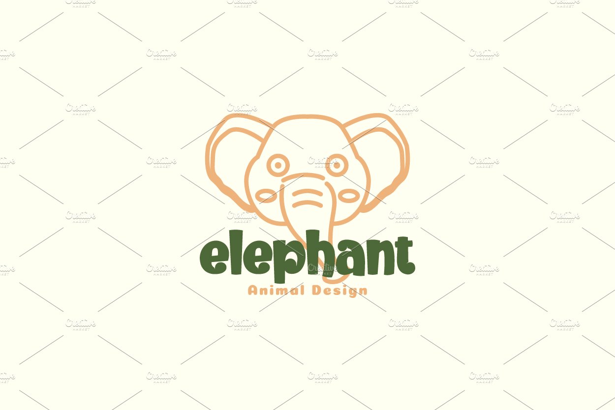 face cute elephant kids logo cover image.