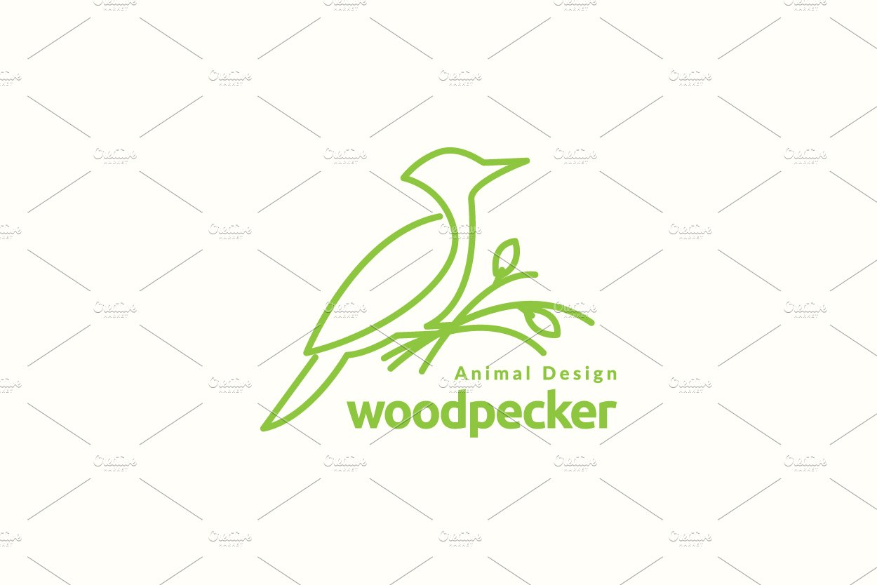 continuous line bird woodpecker logo cover image.