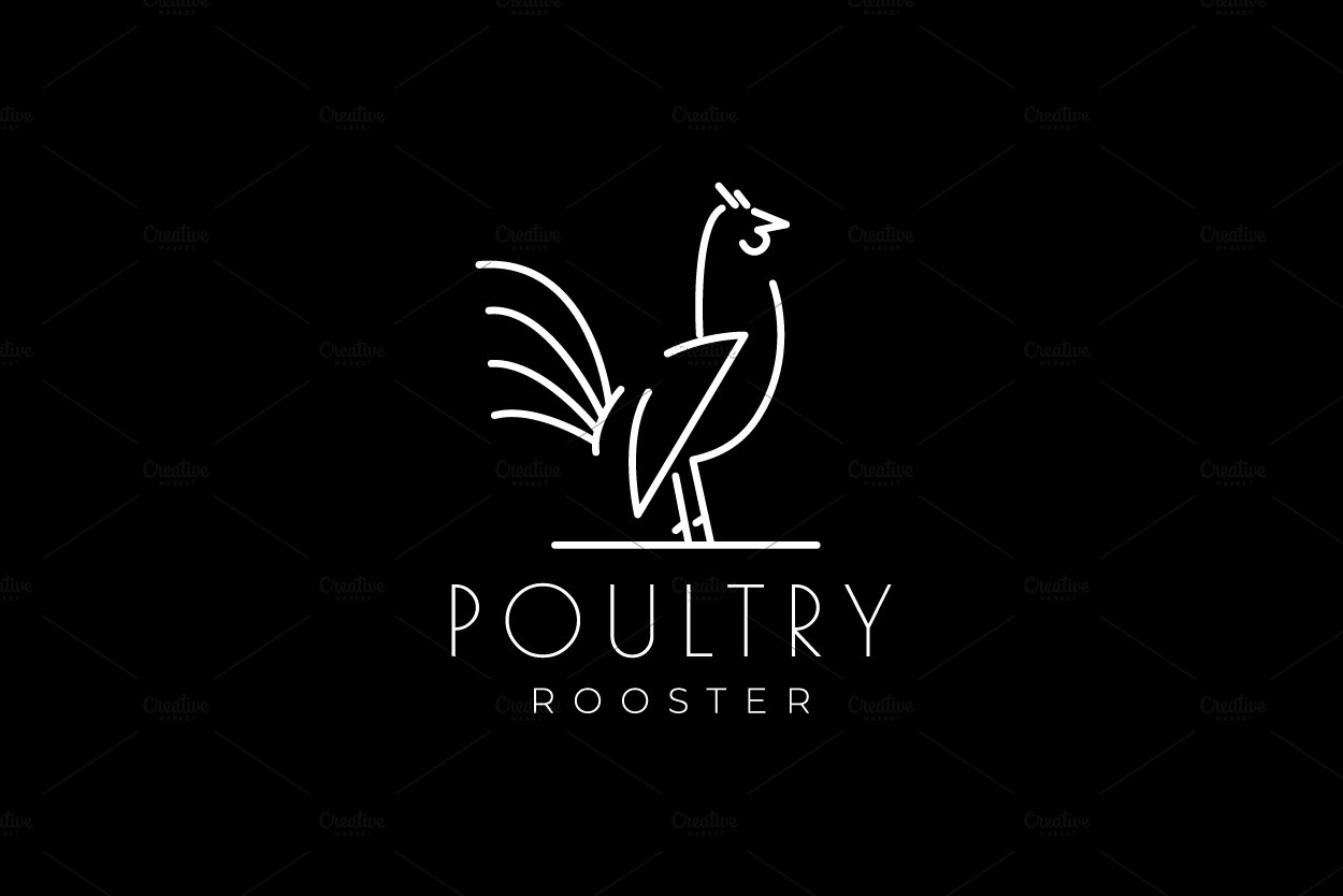 white line rooster poultry logo cover image.