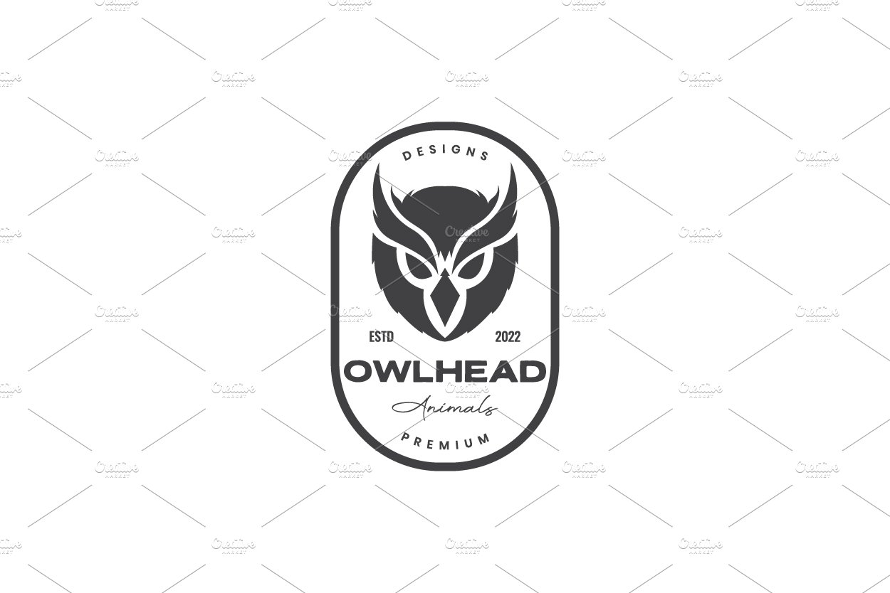 head owl vintage badge logo design cover image.