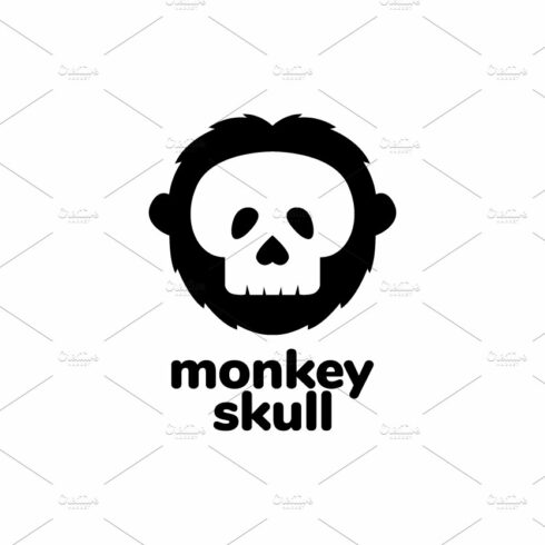 face cute monkey skull logo design cover image.