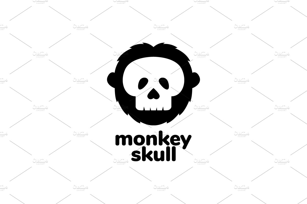 face cute monkey skull logo design cover image.