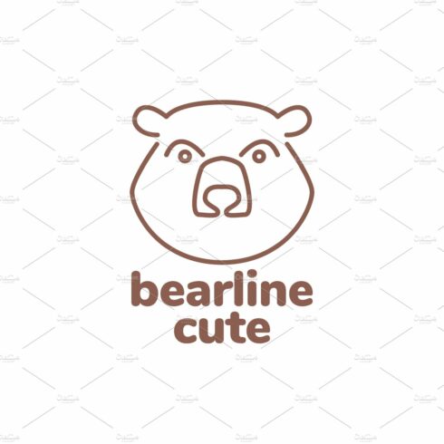 bear face cute lines logo design cover image.