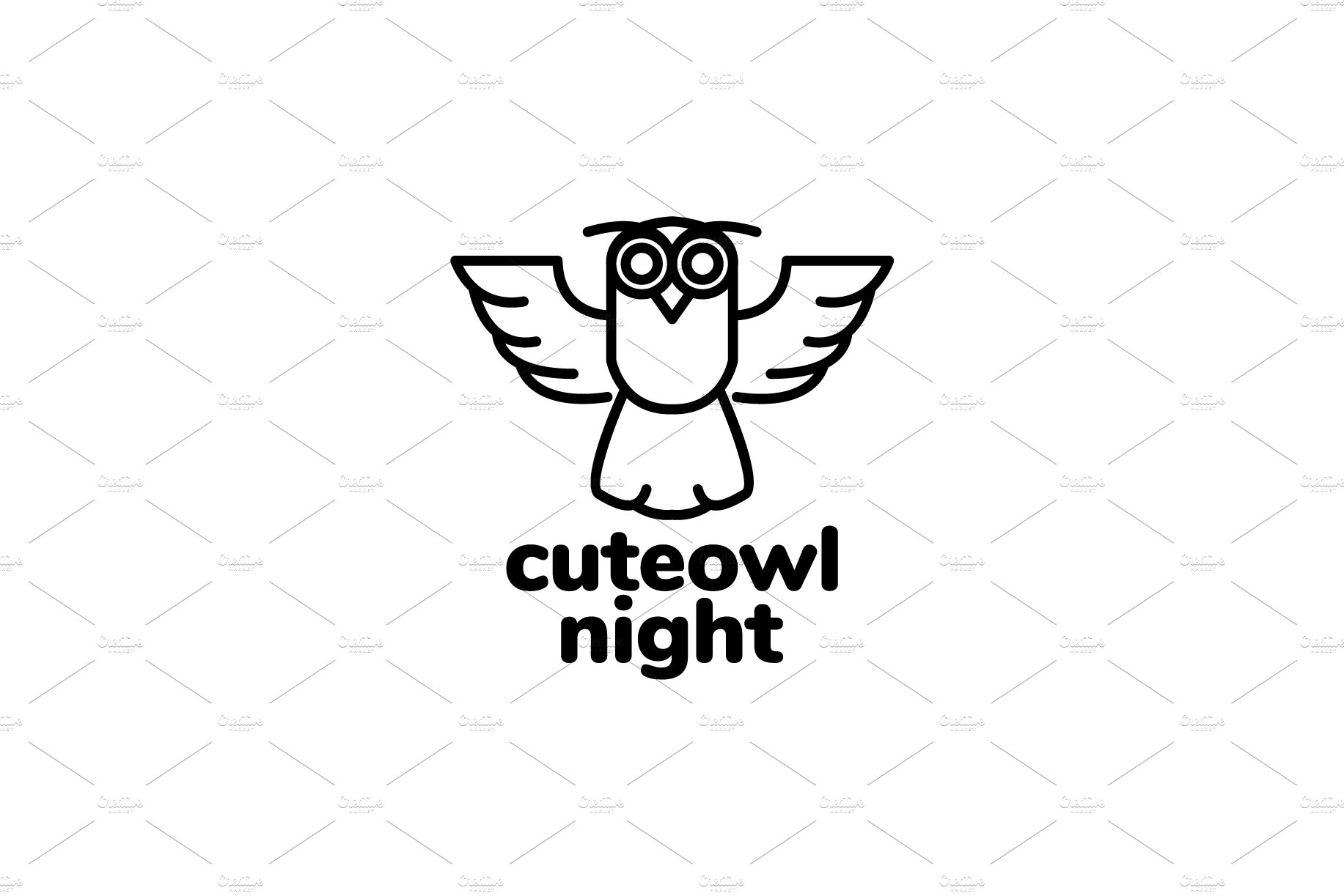 flying owlet cute line logo design cover image.