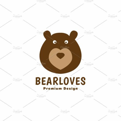 brown bear logo love face cartoon cover image.