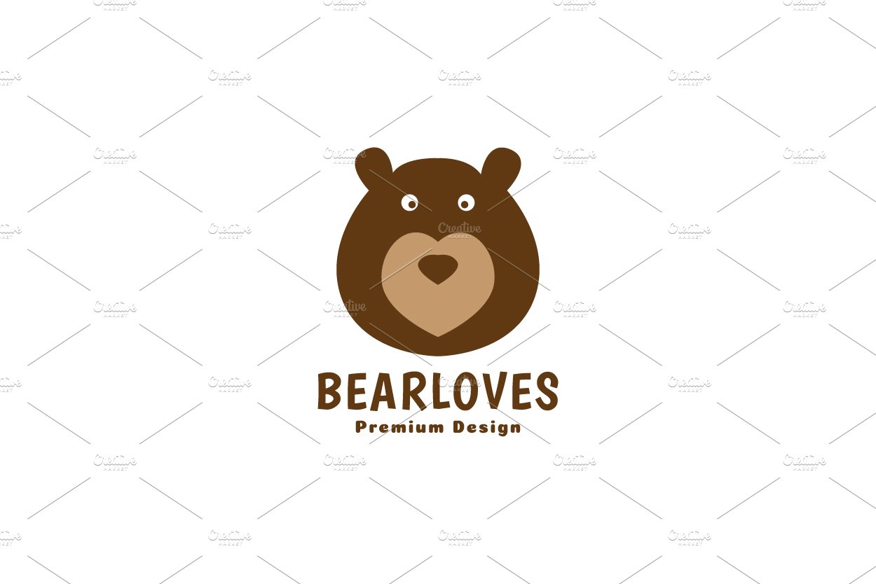 brown bear logo love face cartoon cover image.