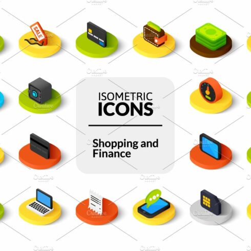 Isometric icons - Shopping, Finance cover image.