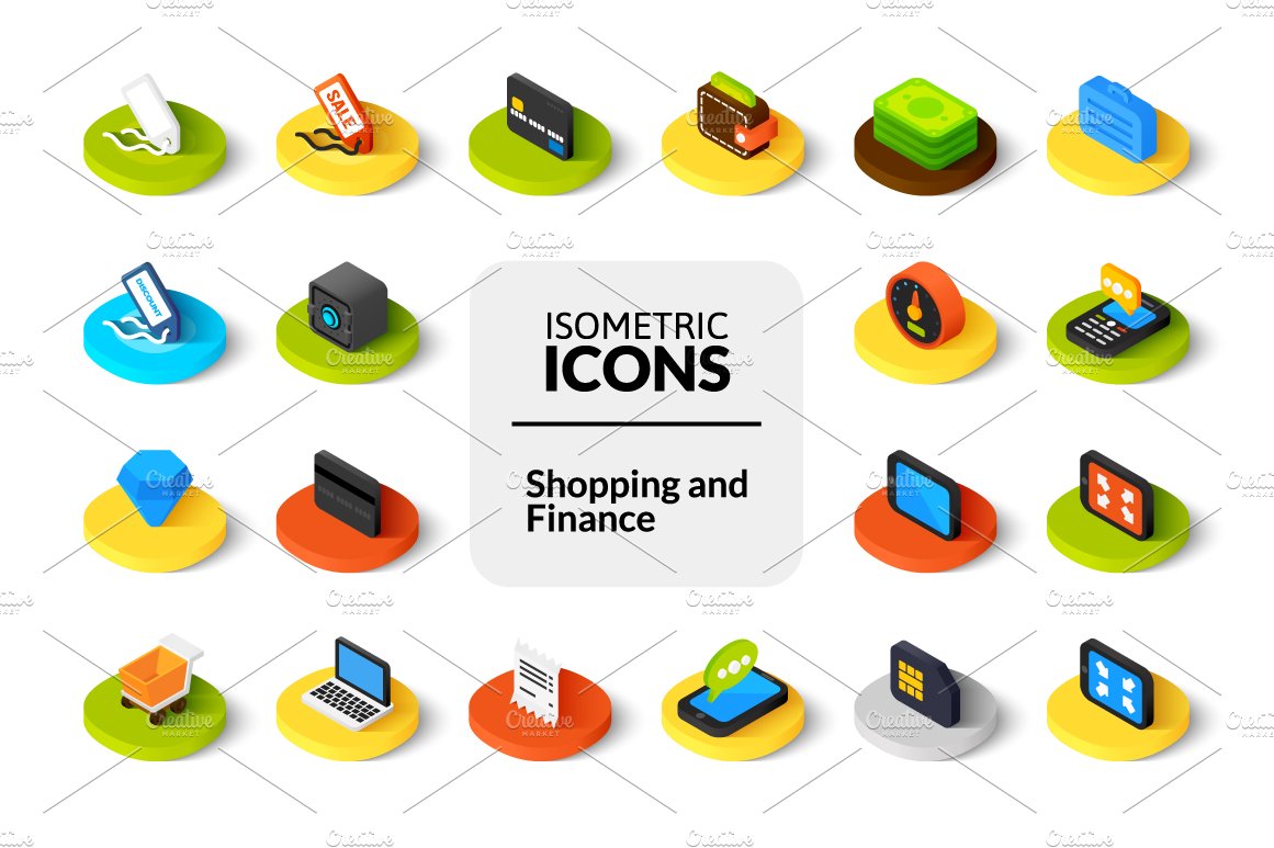 Isometric icons - Shopping, Finance cover image.