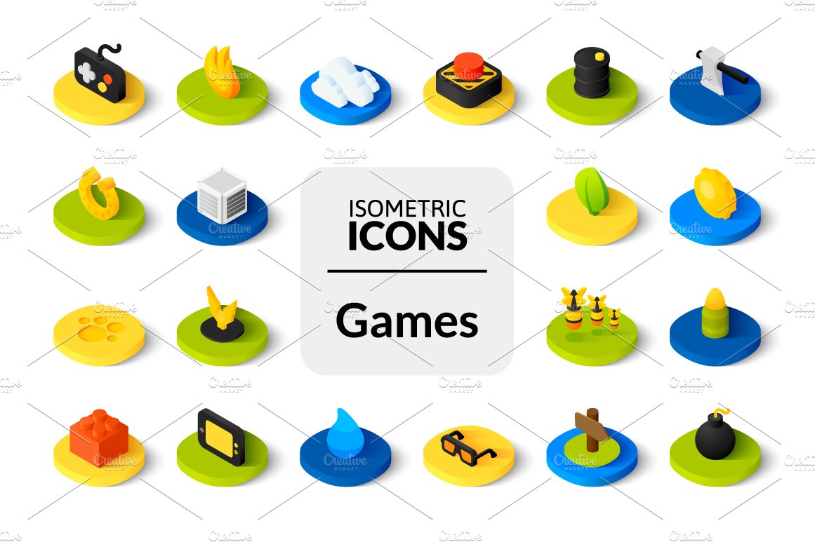 Isometric icons - Games cover image.