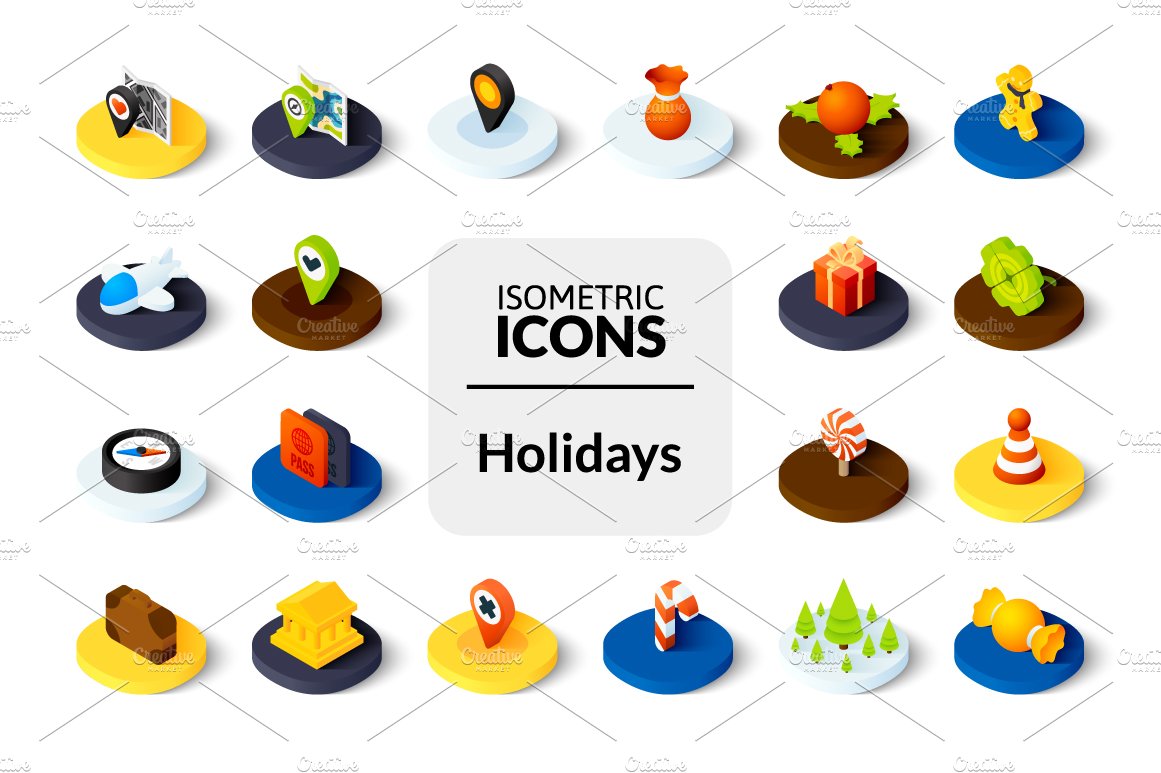 Isometric icons - Holidays cover image.