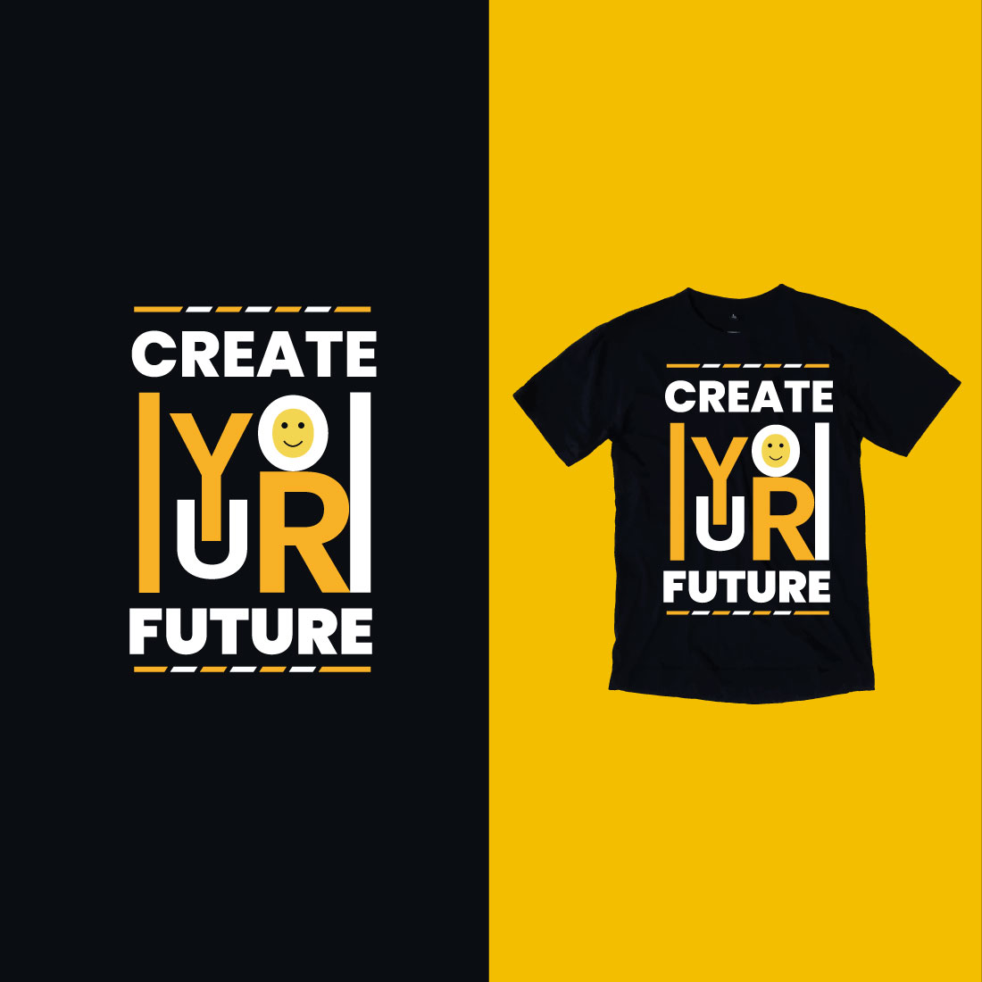 Black and yellow t - shirt with the words create your future.