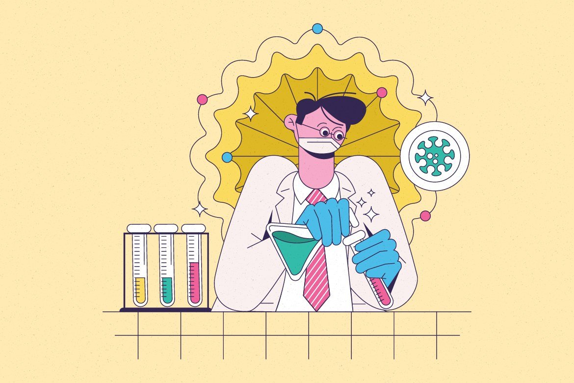 Doctor Mixing Vaccine Illustration preview image.