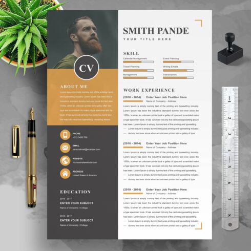 3 page Resume Template Cover Letter cover image.