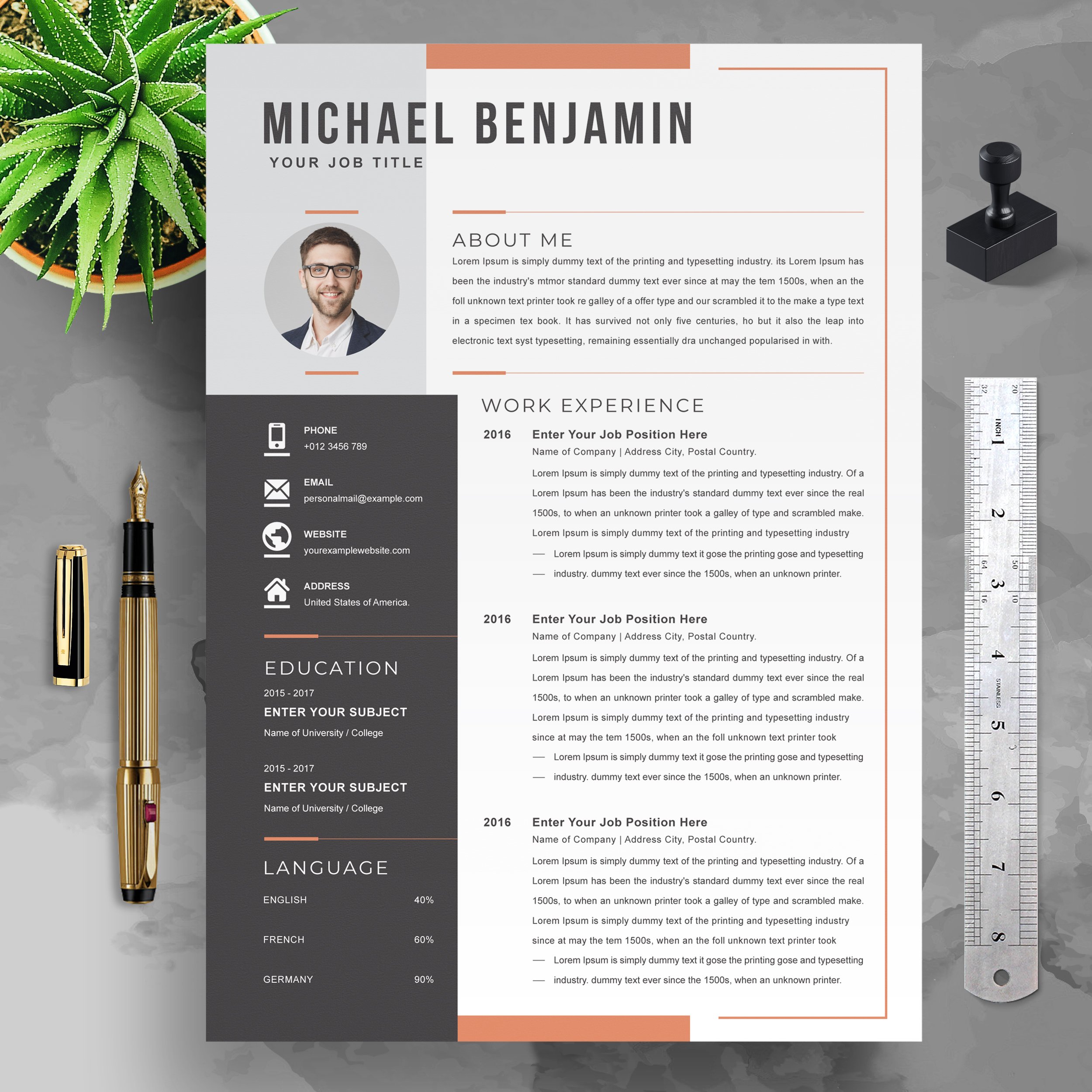 Resume Template / CV cover image.