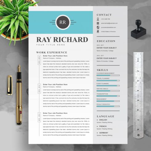 2 Pages Resume / CV Template cover image.
