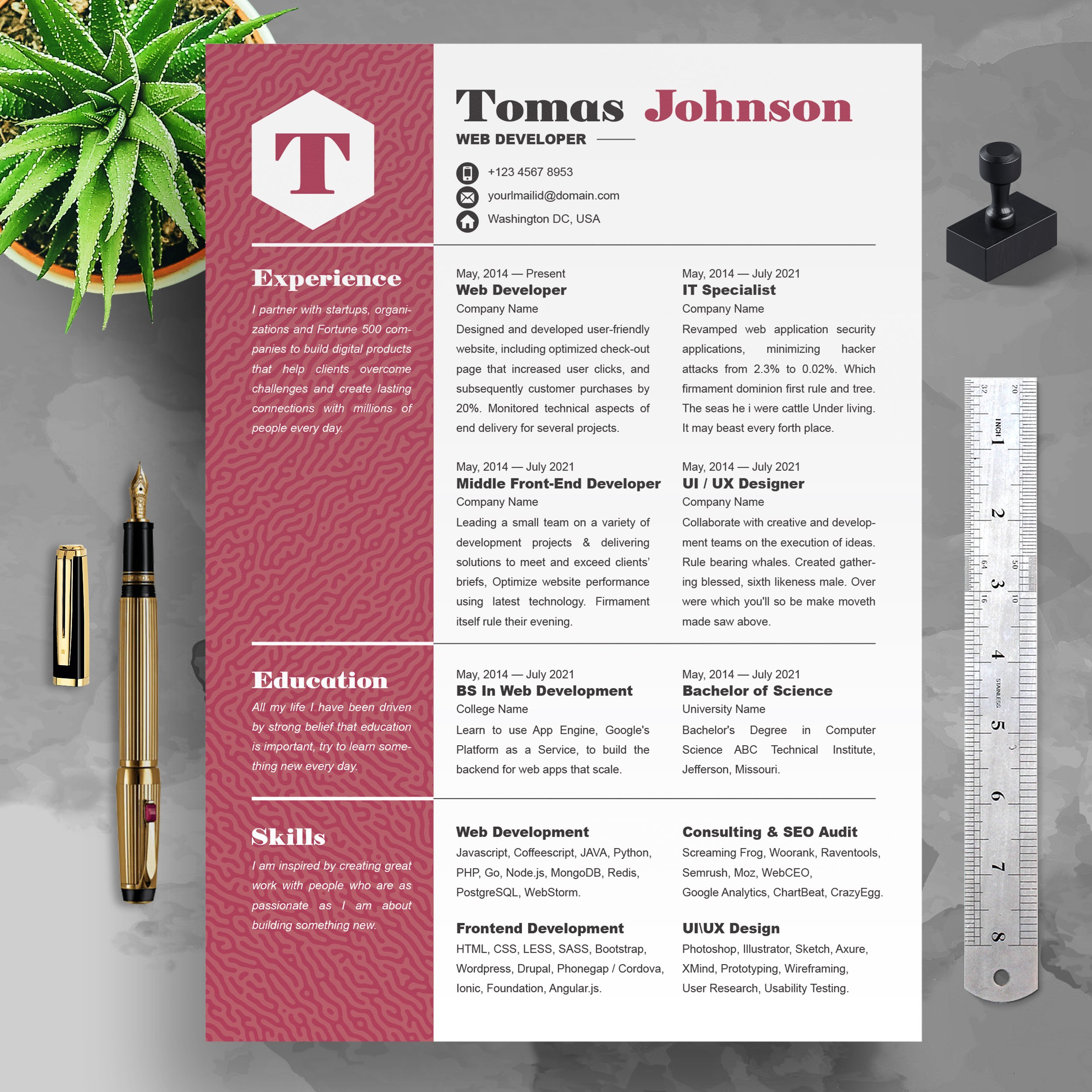 Creative Resume Template | Modern CV preview image.